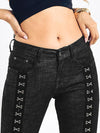 Black Elastic Jeans Pants Bottoms