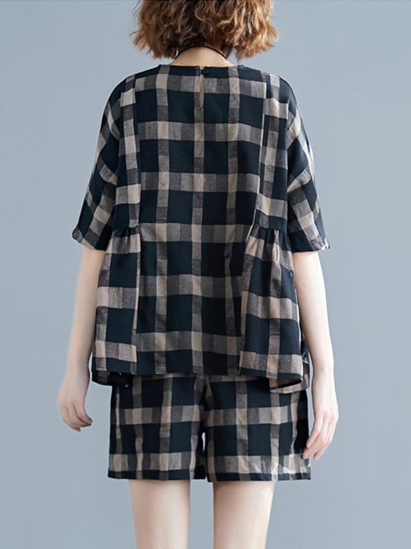 New Plaid T-Shirt + Loose Oversize Short Pants