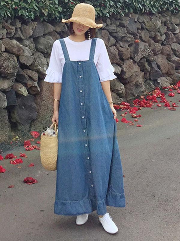 Casual Jean 2-pieces Long Dress