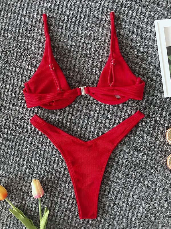 Sexy Spaghetti-Neck Padded Triangles Bikini Swimsuit