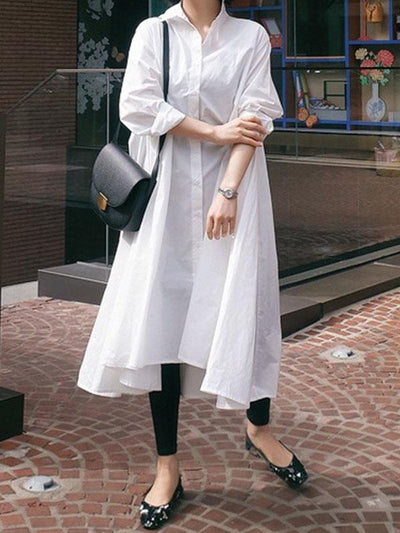 Casual Cropped Long Shirt Dress