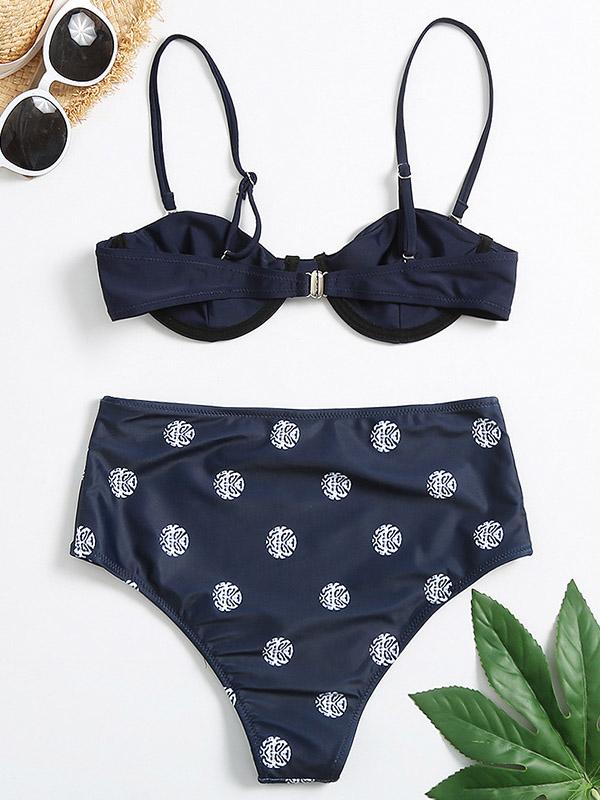 Ethnic Printed Underwired Split Bikini Swimsuit