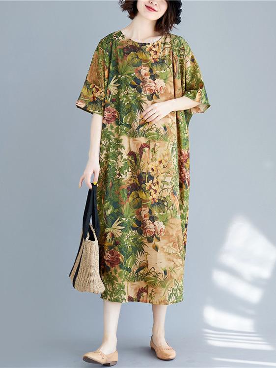 Oversize Short Sleeves Printed Dress