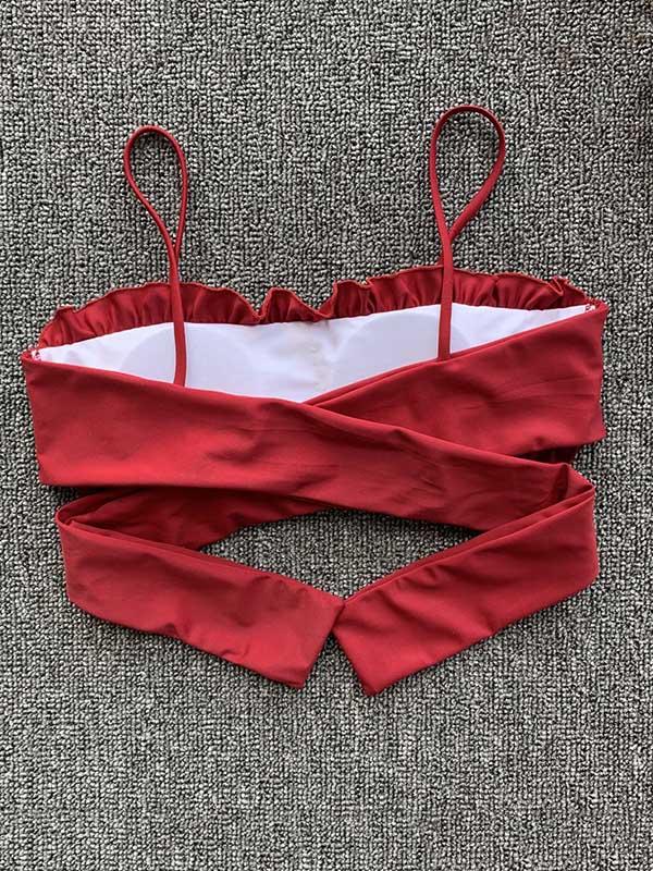 Sexy Strapless Drawstring Bandage Bikini Swimsuit