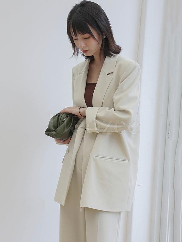 Casual Solid Drapey Suit Outwears