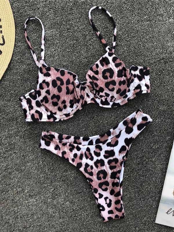 Leopard Printed Top With Panty Bikini Set