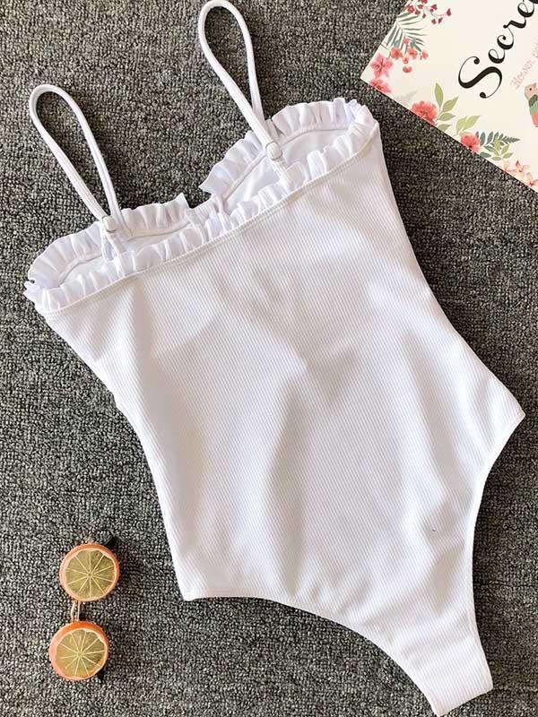 Backless Plain One-piece Swimmer