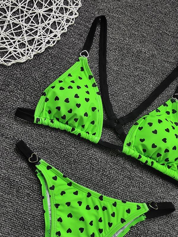 Sexy Spaghetti-Neck Backless Polka-Dot Bikini Swimsuit