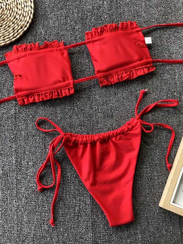 Sexy Fold Hollow Bikini Swimsuit