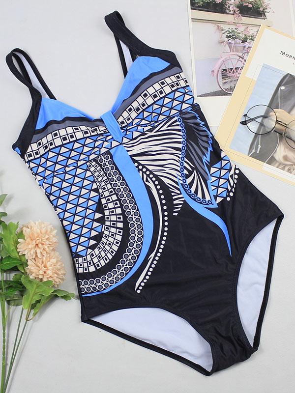 Retro Printed One-piece Swimwear