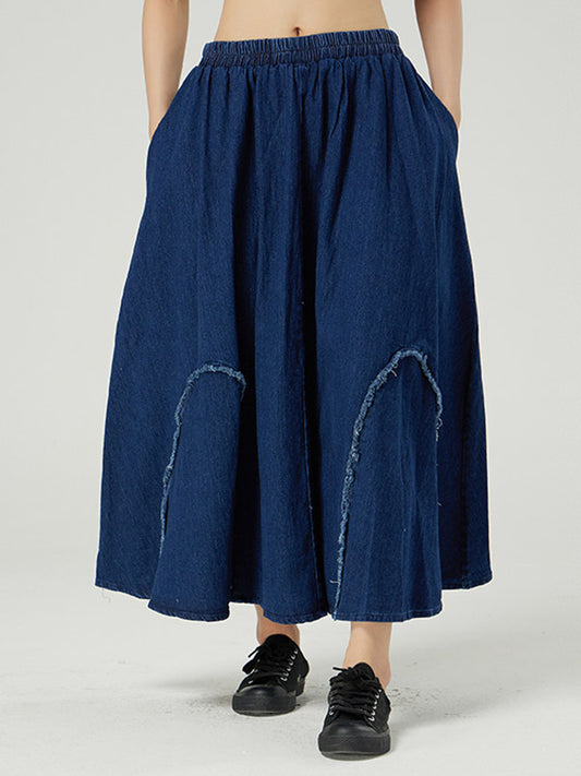 Simple Elasticity Waist Wide Leg Loose Pants