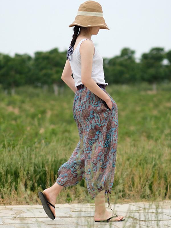 Loose National Style Ramie Cotton Pants