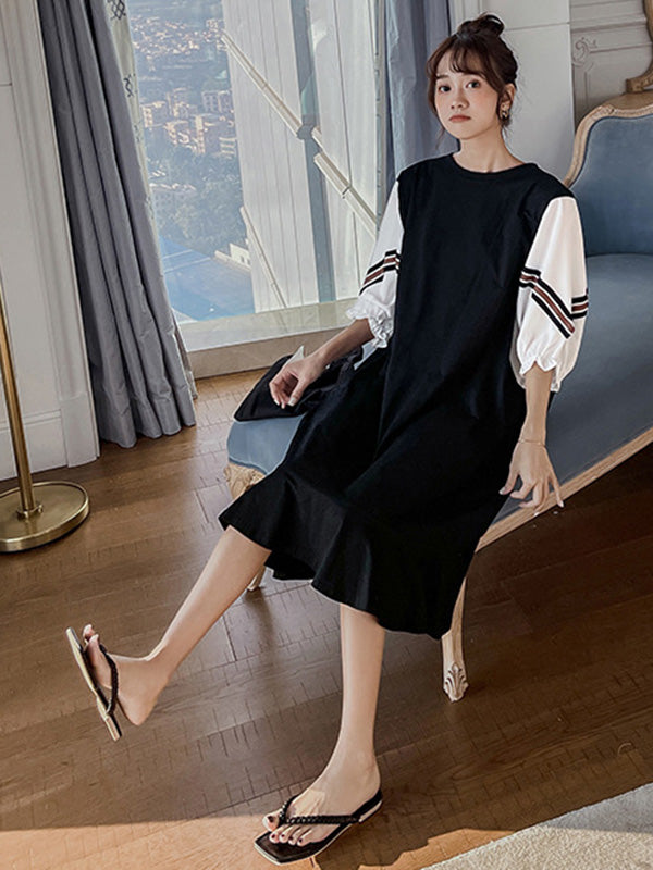 Original Split-Joint Puff Sleeve Midi Dress