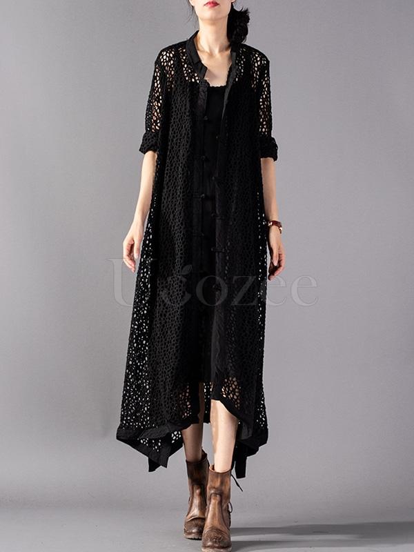 Casual Hollow Cropped Long Cover-up