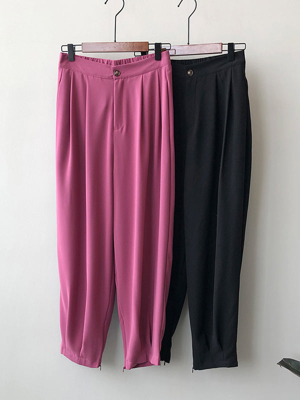 Office High Waisted Wide Leg Solid Color Trousers