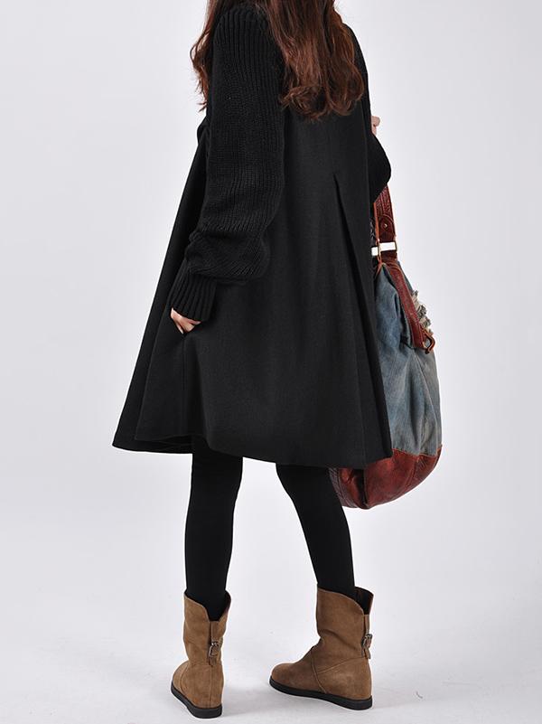 Casual A-line High-neck Cape Coat