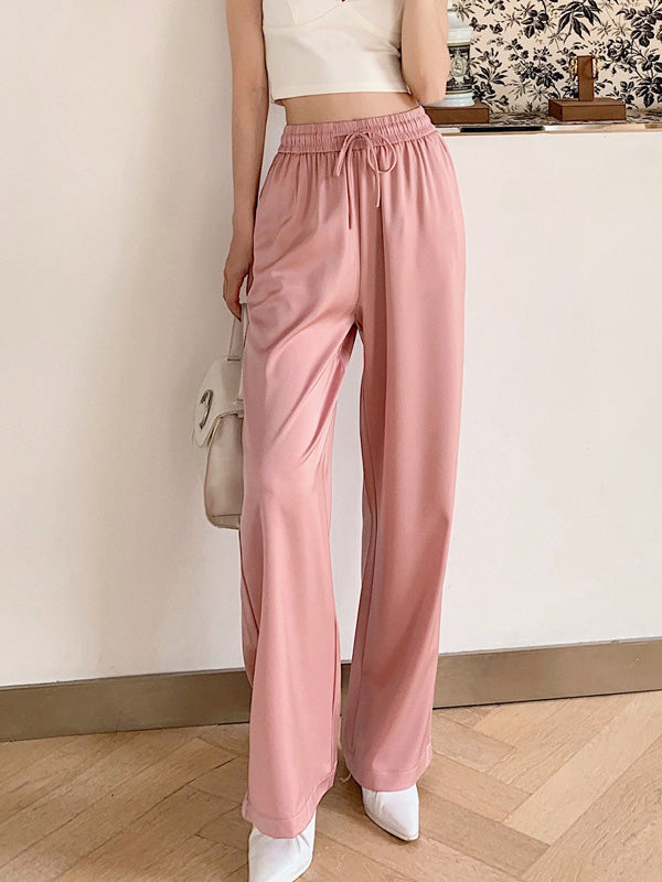 Casual 6 Colors Elasticity Drawstring Wide Legs Loose Pants