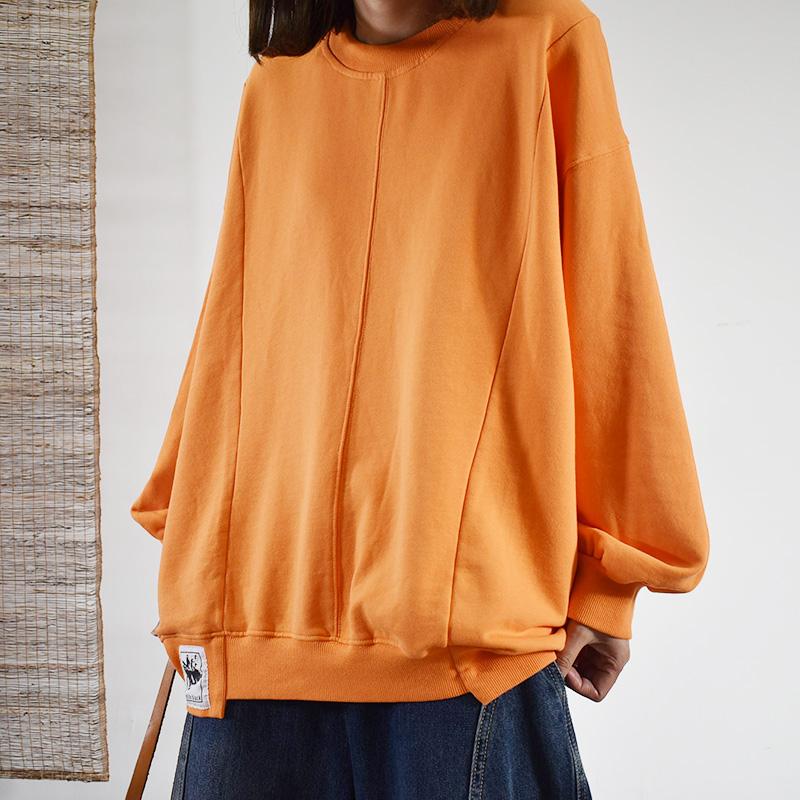 Buykud Casual Pure Color Loose Long Sleeve Shirt