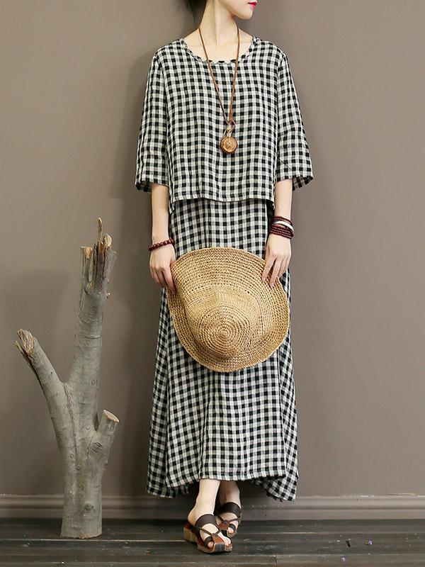 Vintage Original Plaid Maxi Dress