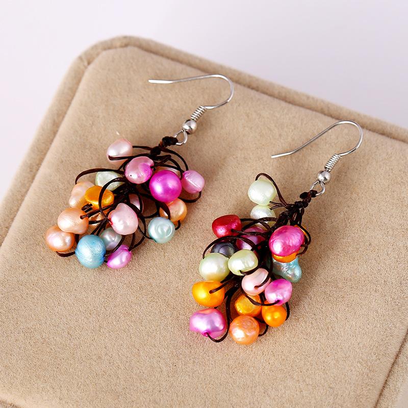 Buykud Fashion Natural Pearl String Earrings