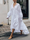 Asymmetric Split-joint Lapel Collar Maxi Shirtdress