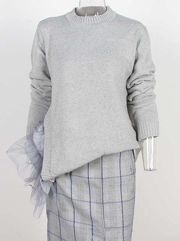 Irregular Gauze Split-joint Sweater