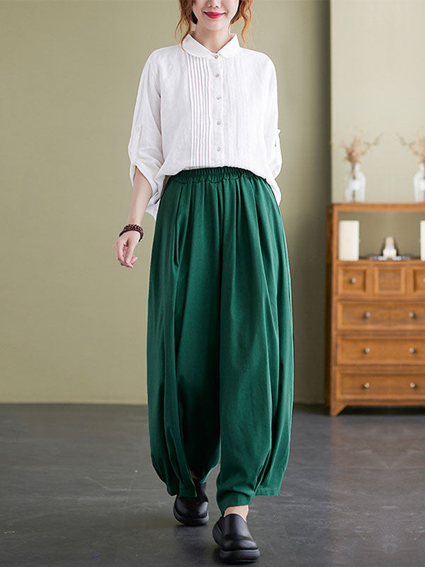 Loose Solid Color Elasticity Wide Leg Culotte Pants