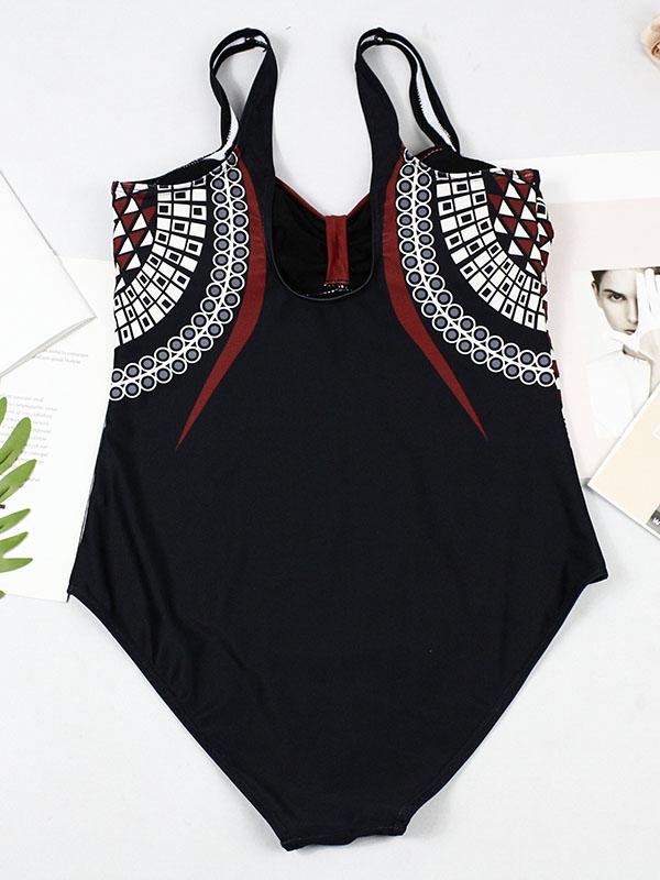 Retro Printed One-piece Swimwear