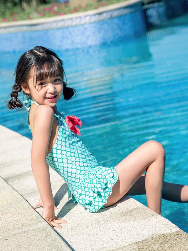 AONIHUA Halter-neck Mermaid Little Girl One Piece