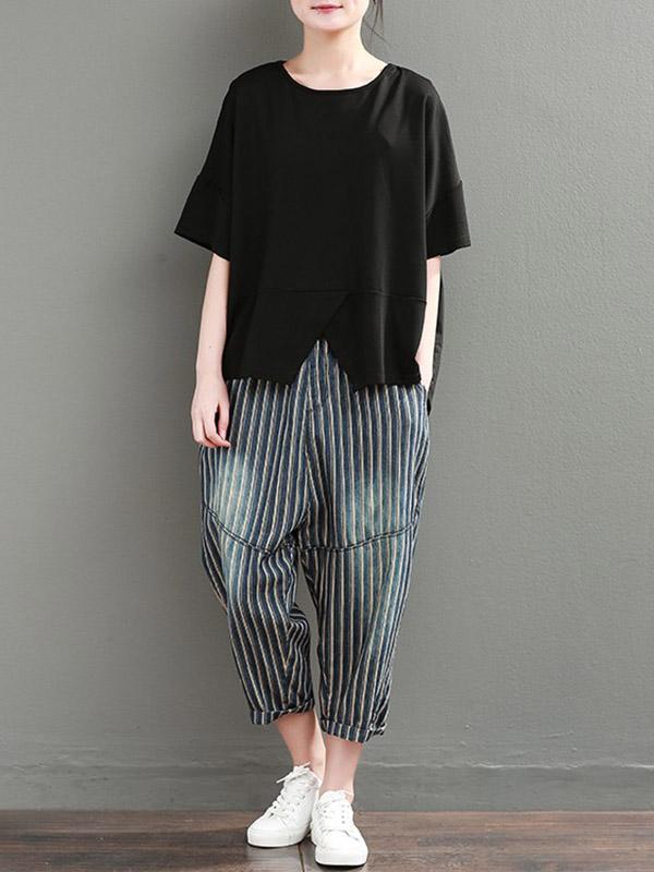 Loose Oversize Split-front Ruffled Split-joint Tops