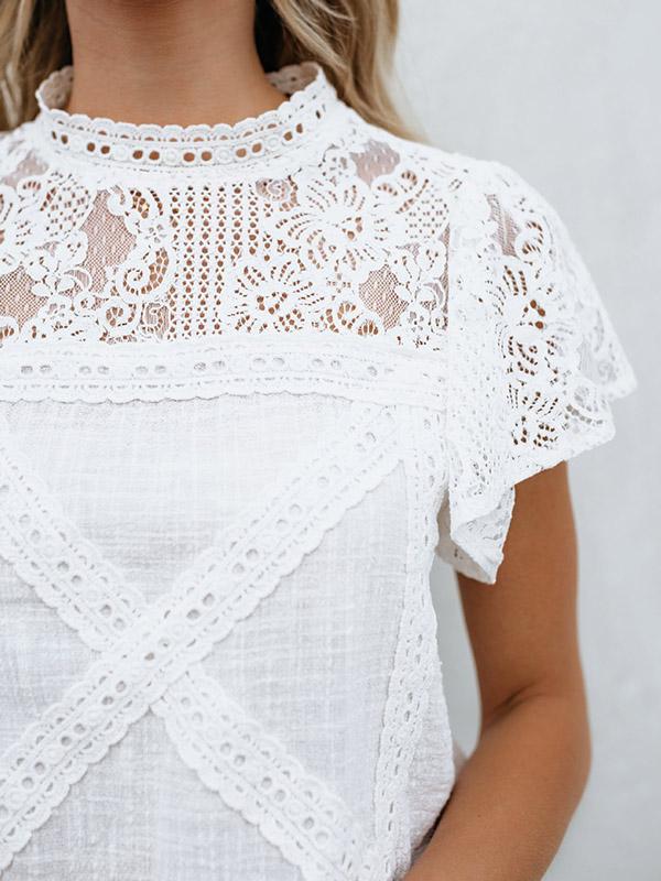 Lace Geometric Patchwork Top