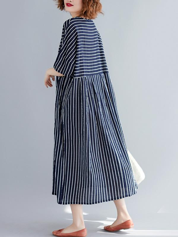 Loose Cotton Striped Dress