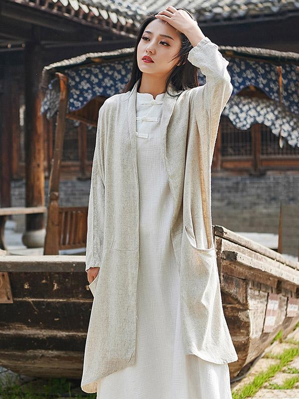 Retro Linen Cotton Long Cover-up