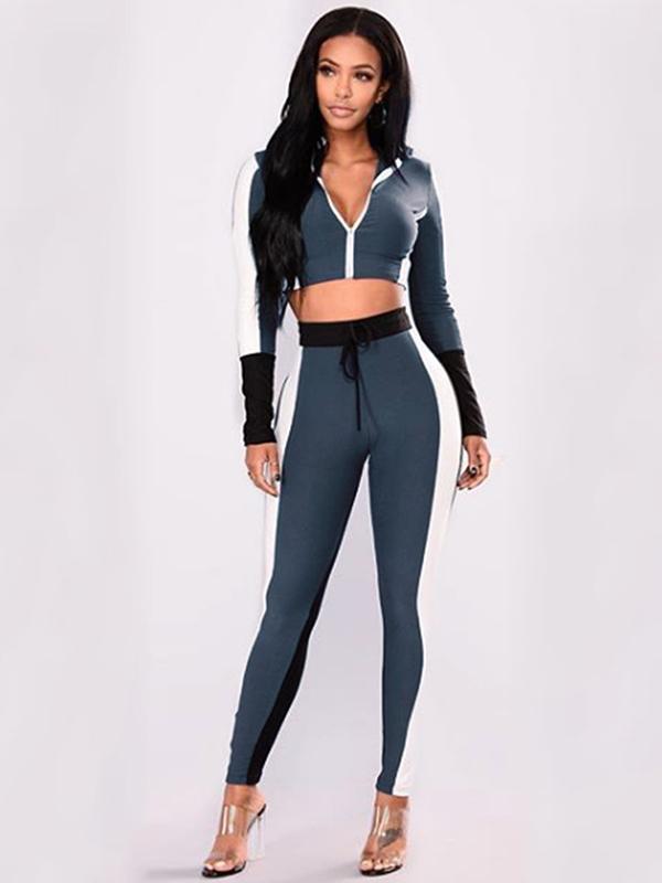 Long Sleeve Crop Tees And Leggings Suits