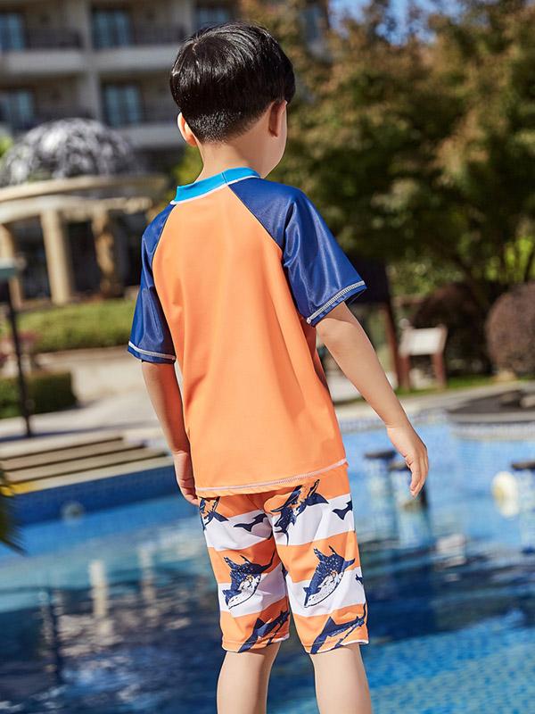 AONIHUA Orange Printed Little Boy Swimwear