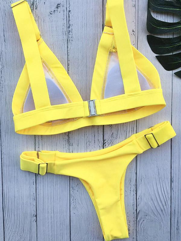 Adjustable Elastic Wide Straps Bikini Swimsuit