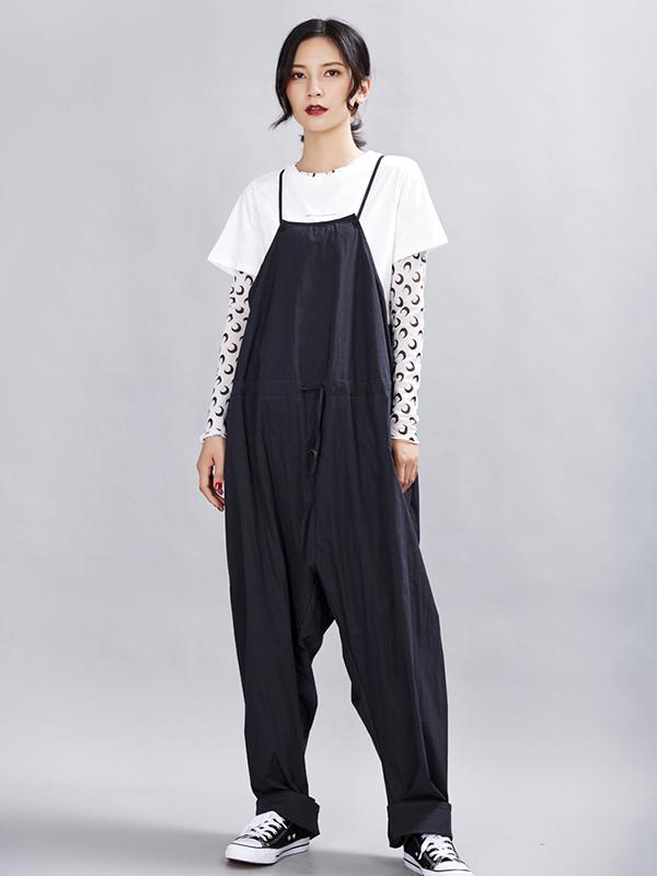 Loose Solid Braces Jumpsuit