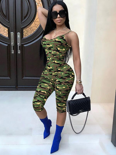 Camo Skinny Casual Jumpsuits