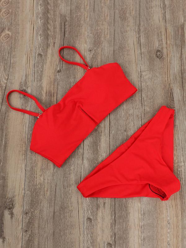 Bandeau Plain Bikinis Swimwear