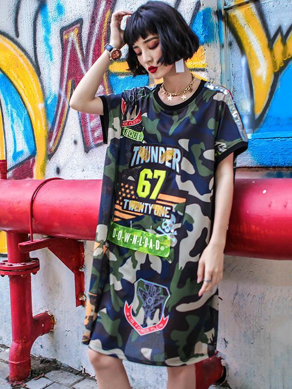 Camouflage Printed T-Shirt Dress