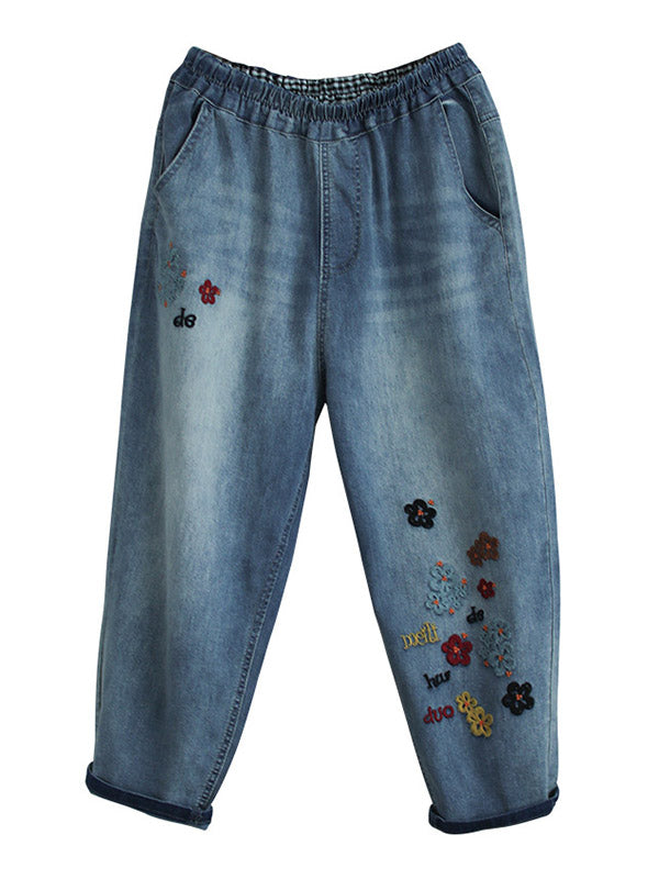 Original Embroidered Denim Capri-Pants