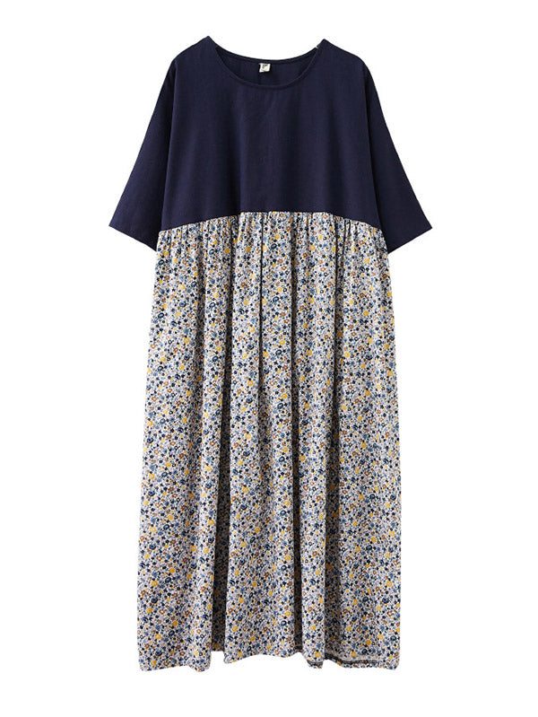 Original Floral Round-Neck Dress