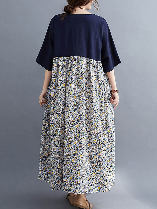 Original Floral Round-Neck Dress