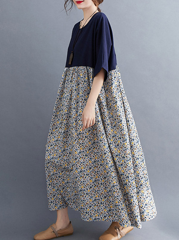 Original Floral Round-Neck Dress