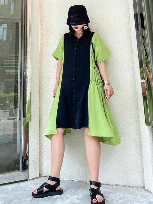 Original Split-Joint Lapel Shirt Dress