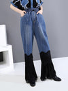 Vintage Split-Joint Lace Flared Jean Pants