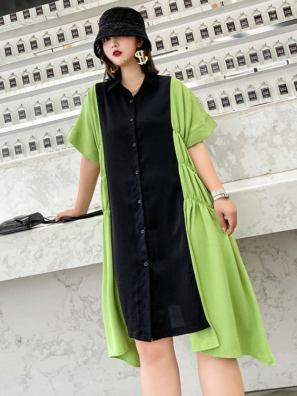 Original Split-Joint Lapel Shirt Dress