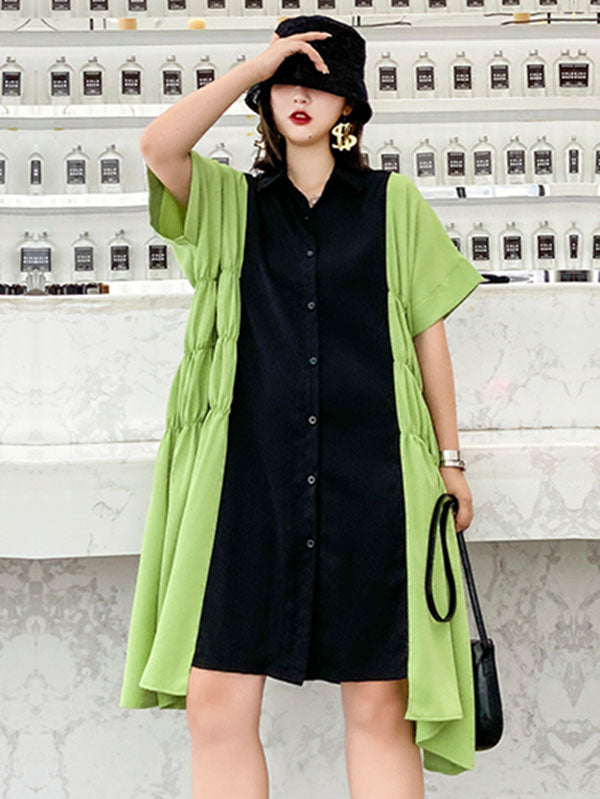 Original Split-Joint Lapel Shirt Dress