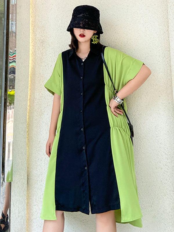 Original Split-Joint Lapel Shirt Dress