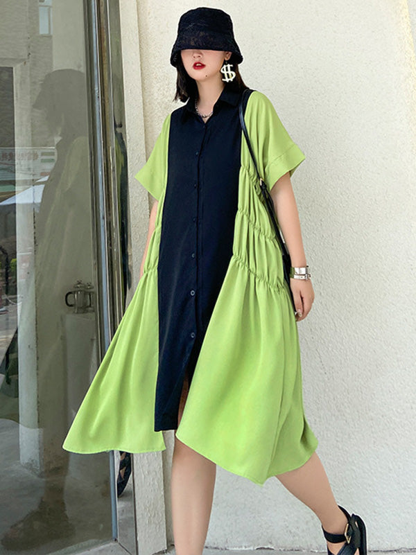 Original Split-Joint Lapel Shirt Dress